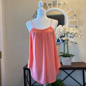 Michael Stars Cold Shoulder Marled Shirt Salmon OS